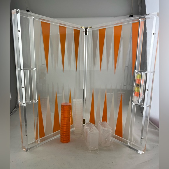 BNIB Orange Lucite Backgammom Board - Picture 3 of 4